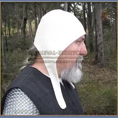 side on man wearing white arming cap