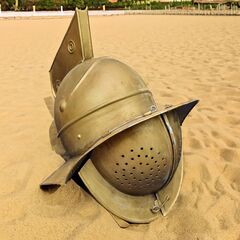 gladiator helmet in fighting pit